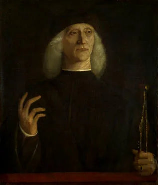 En man med en passare (?) - Gentile Bellini