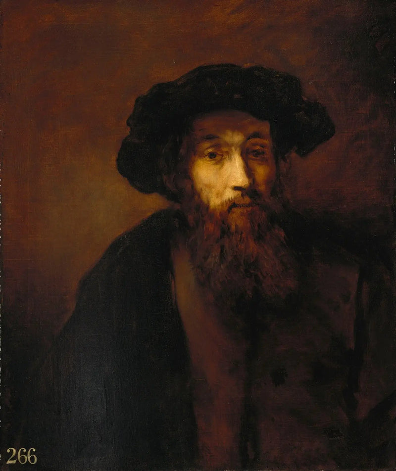 En skäggig man med keps (efter Rembrandt) - Thomas Gainsborough