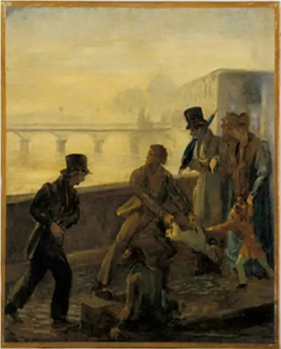 En man som kastar sin hund i vattnet - Honoré Daumier