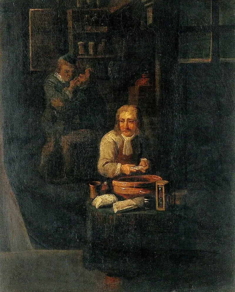 En man som förbereder gips - David Teniers den yngre