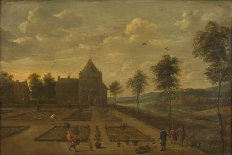 En trädgård framför ett lanthus - David Teniers den yngre