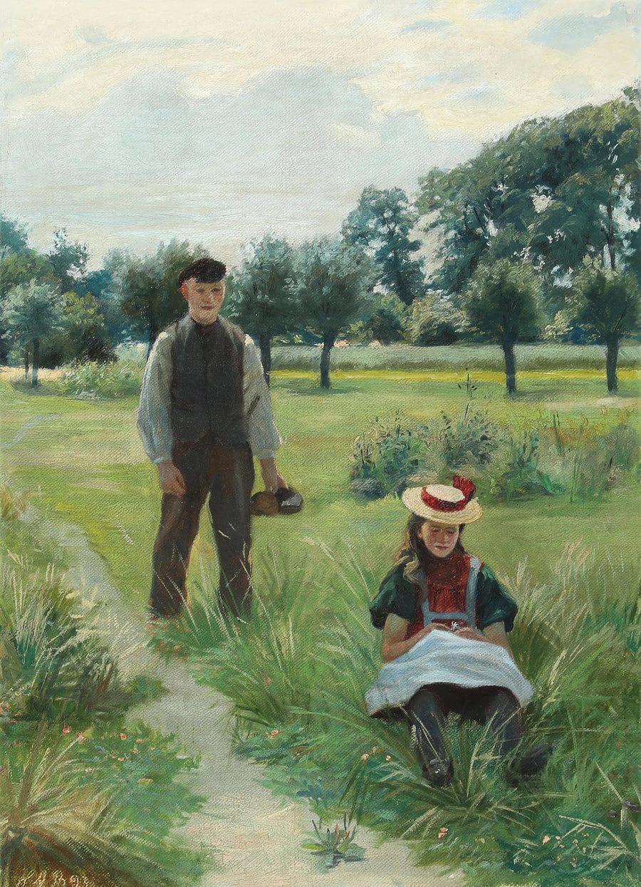 En sommardag med en ung man och en kvinna. - H. A. Brendekilde