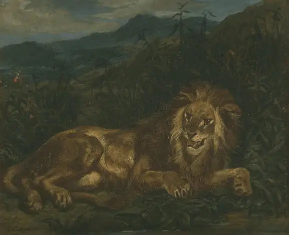 En lejon vid källan - Eugène Delacroix