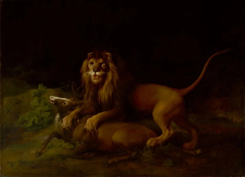 En lejon som attackerar en hjort - George Stubbs