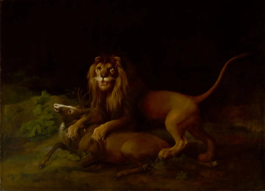 En lejon som attackerar en hjort - George Stubbs