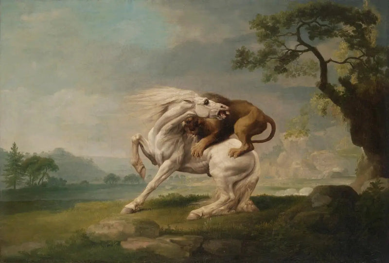 En lejon som attackerar en häst - George Stubbs