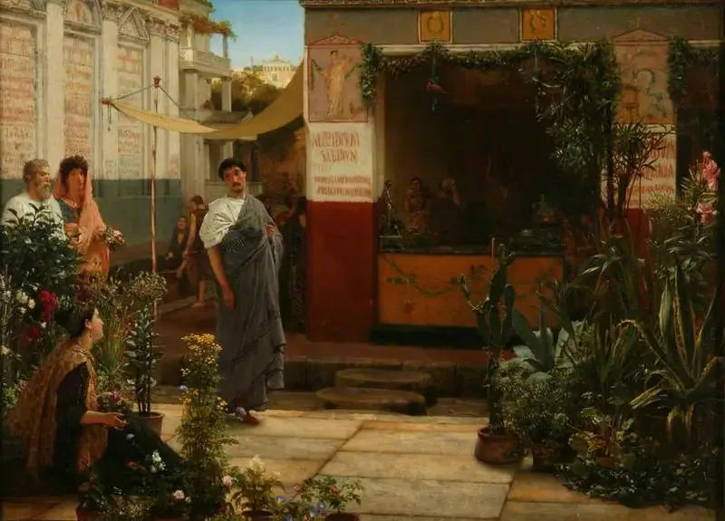 Un marché aux fleurs romain - Lawrence Alma-Tadema image 1 reproduction artisanale de tableau
