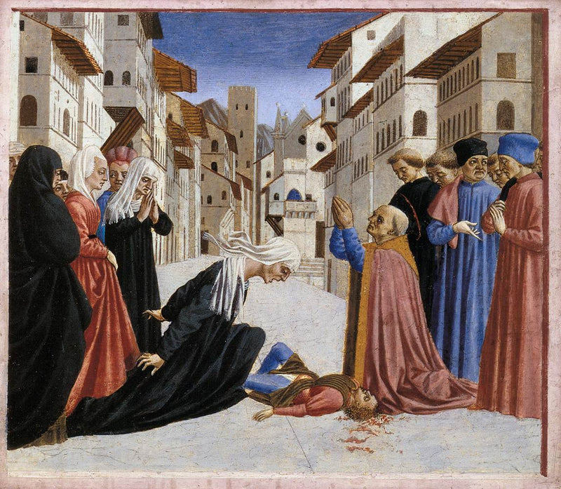 Ett mirakel av helgon Zénobe - Domenico Veneziano
