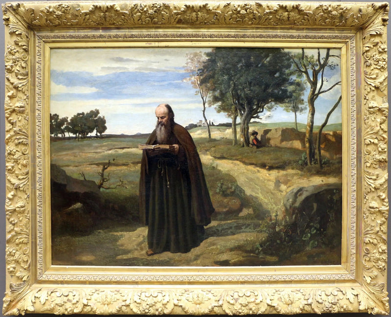 En munk som läser - Jean-Baptiste Camille Corot