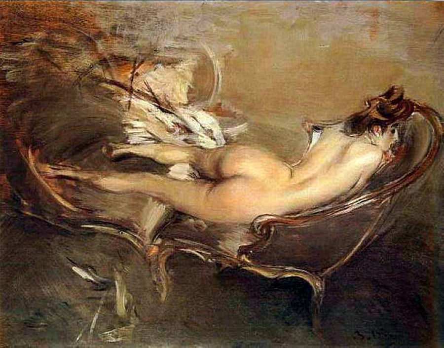 En nu liggande på en solstol - Giovanni Boldini