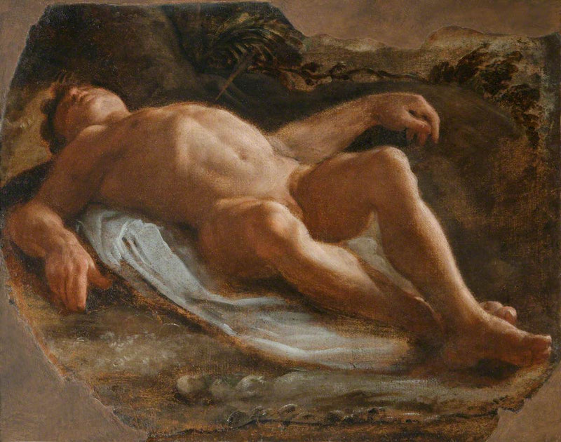 Ett manligt liggande fragment - Annibale Carracci