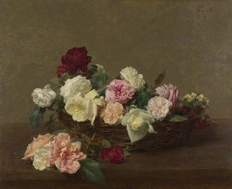 En korg med rosor - Henri Fantin-Latour