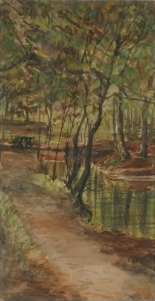 En landskapsbild av floden i Odense. - H. A. Brendekilde