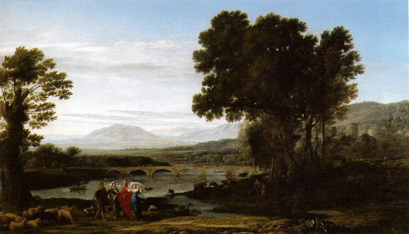 En flodlandskap med Jacob, Laban och hans döttrar - Claude Lorrain