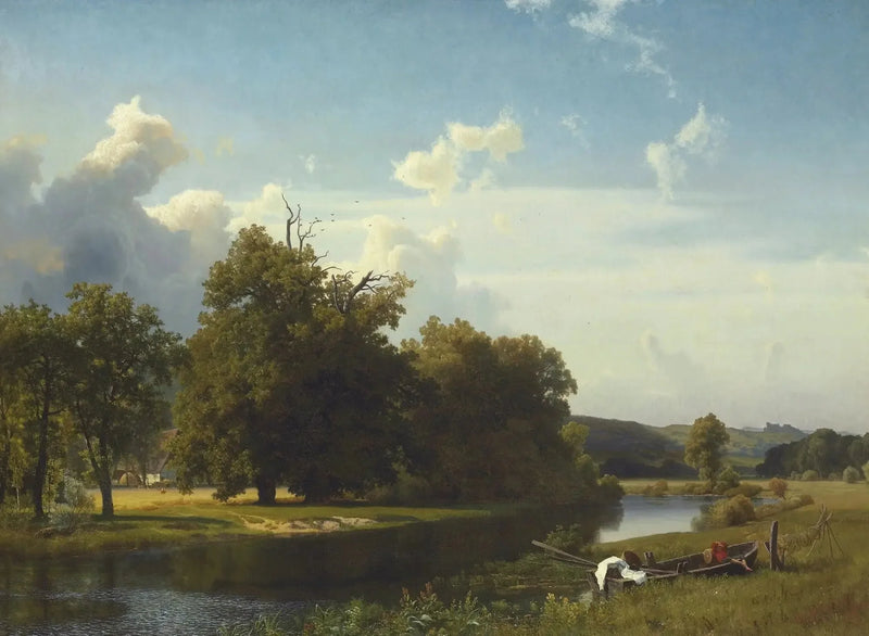 En flodlandskap, Westfalen - Albert Bierstadt