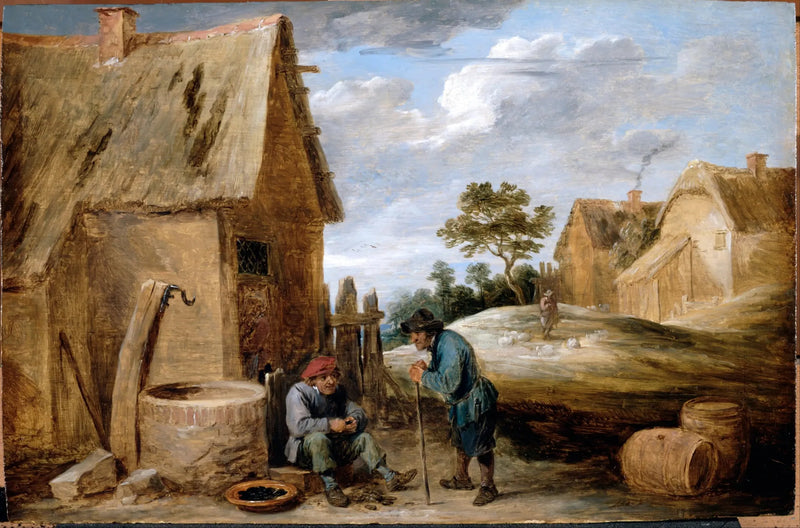 En bonde som äter musslor - David Teniers den yngre