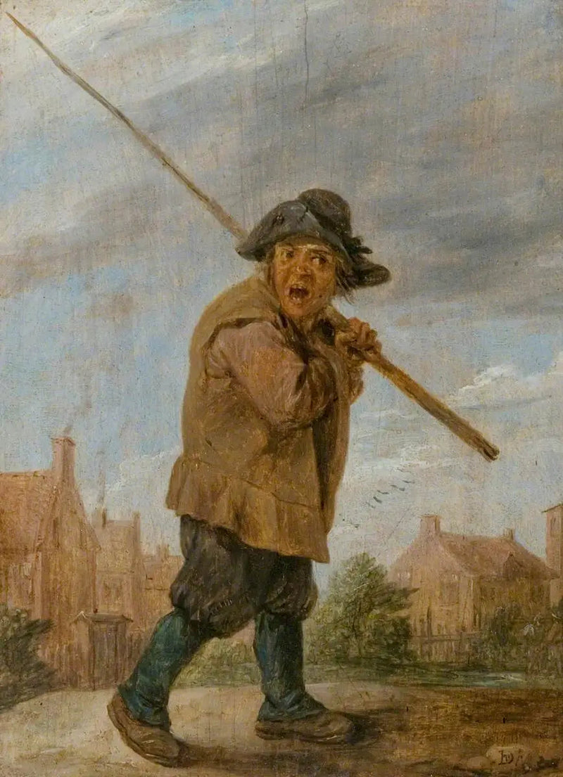 En bonde som bär en stolpe - David Teniers den yngre