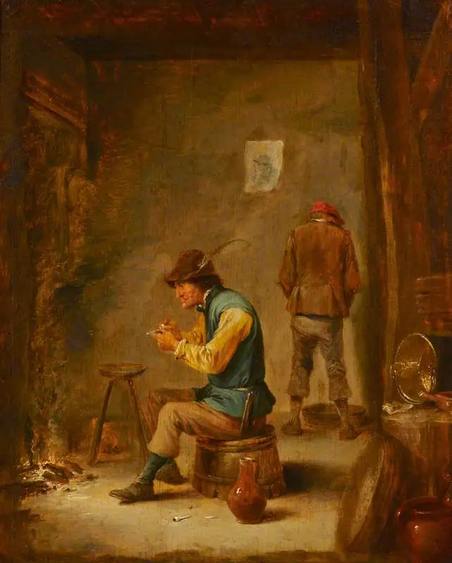En bonde som fyller sin pipa - David Teniers den yngre