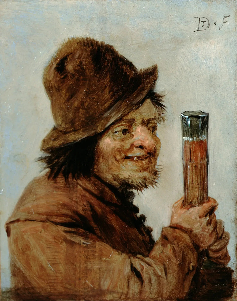 En bonde som håller ett glas - David Teniers den yngre