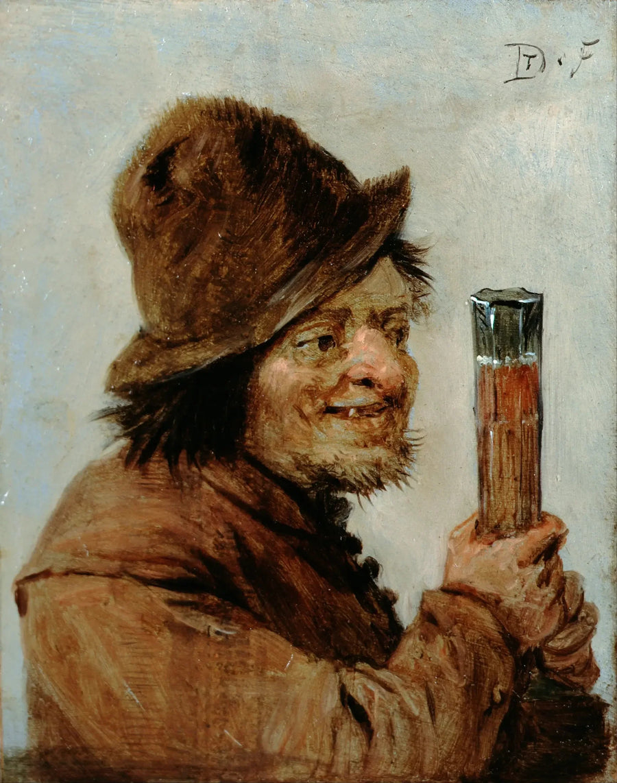 En bonde som håller ett glas - David Teniers den yngre