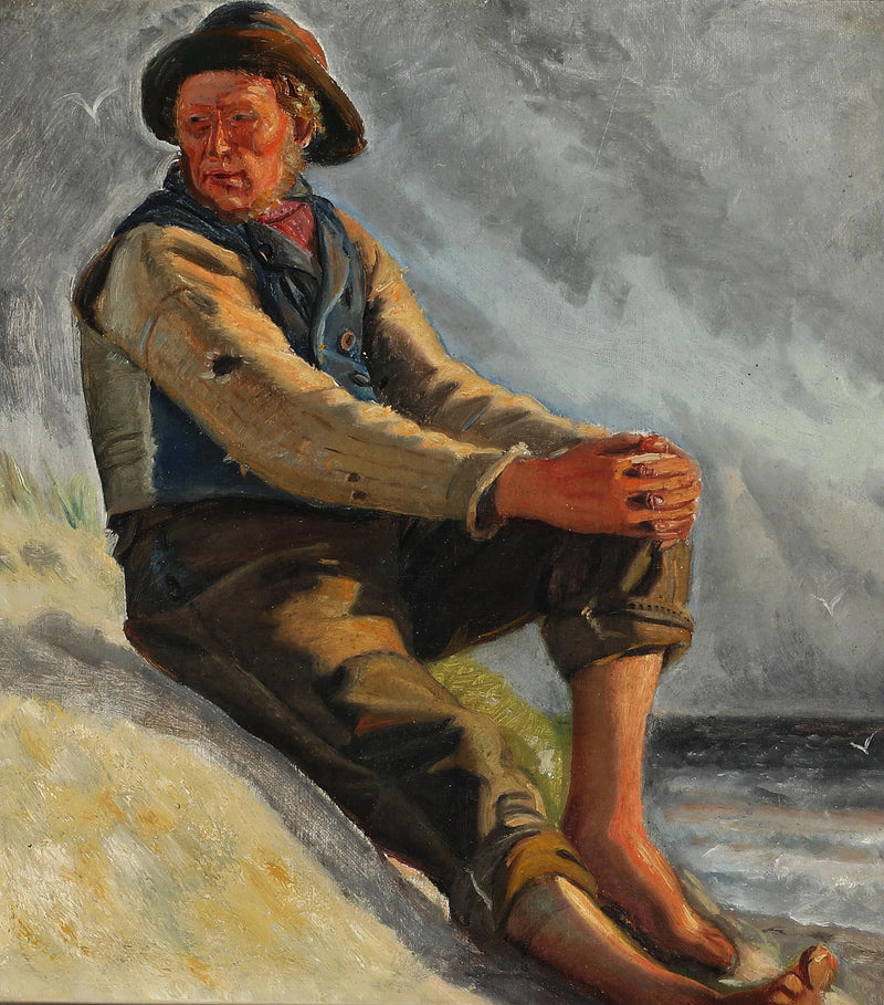 En fiskare på stranden. Skiss. - Michael Peter Ancher