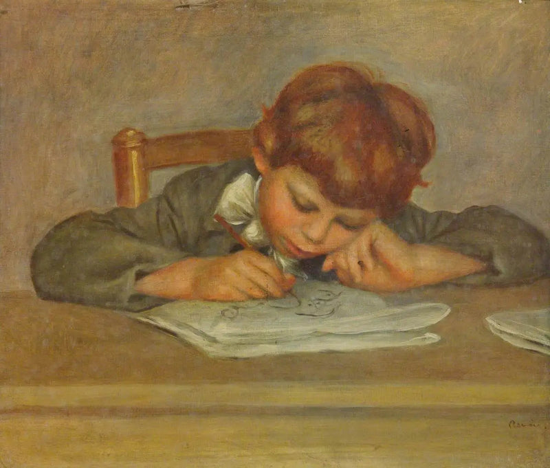 En liten pojke som skriver - Pierre-Auguste Renoir
