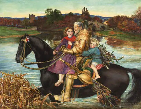 En dröm från det förflutna: Sir Isumbras vid Ford - John Everett Millais