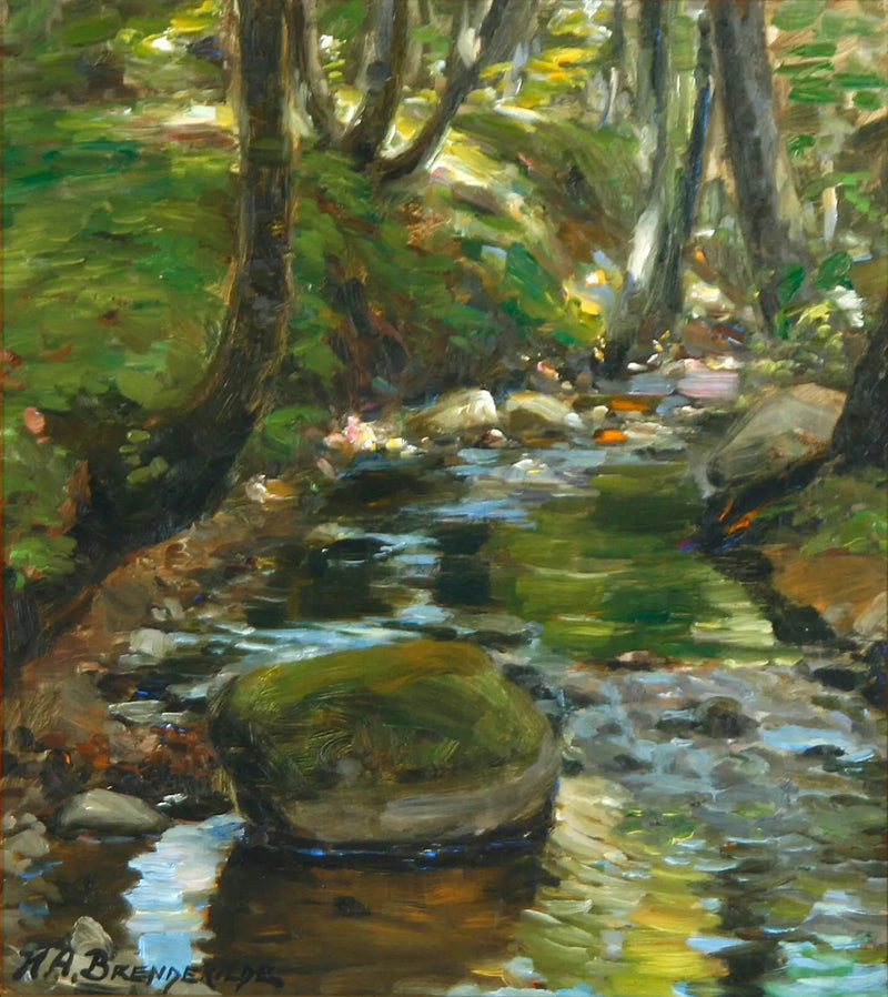 En bäck i Herlufsholm-skogen, Danmark. - H. A. Brendekilde