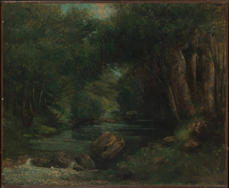 En bäck i skogen - Gustave Courbet