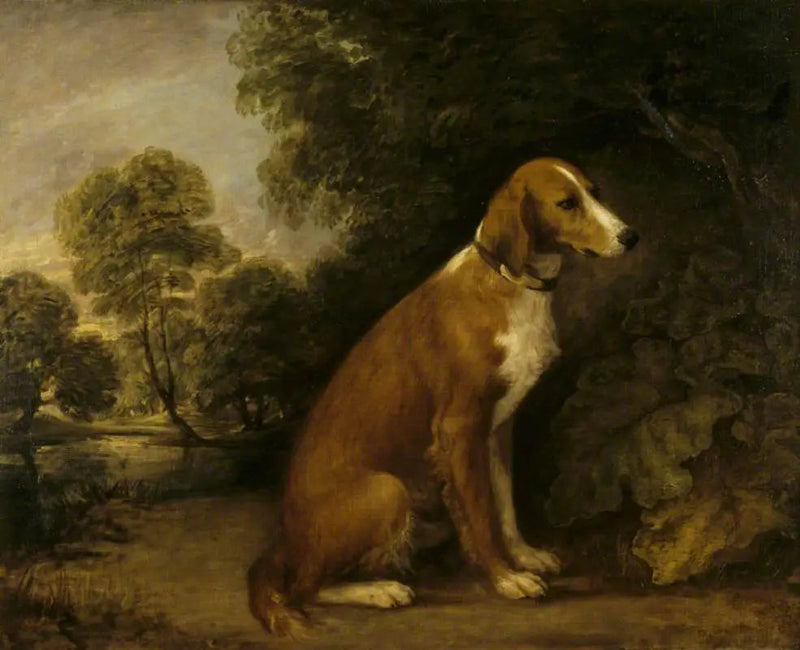 En setter som sitter i ett landskap - Thomas Gainsborough
