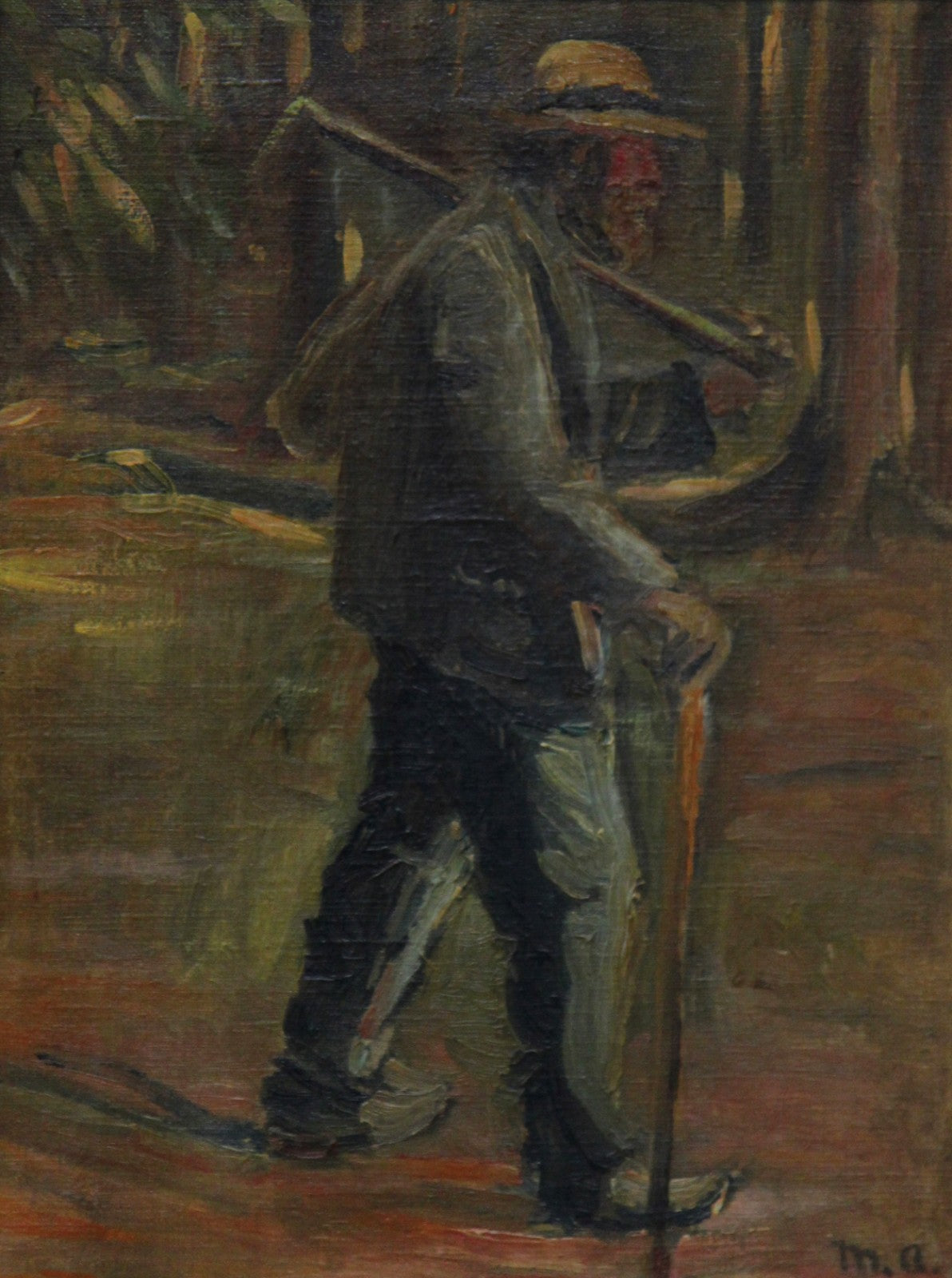 Un travailleur forestier à pied. - Michael Peter Ancher image 1 copie peinte à la main à l’huile