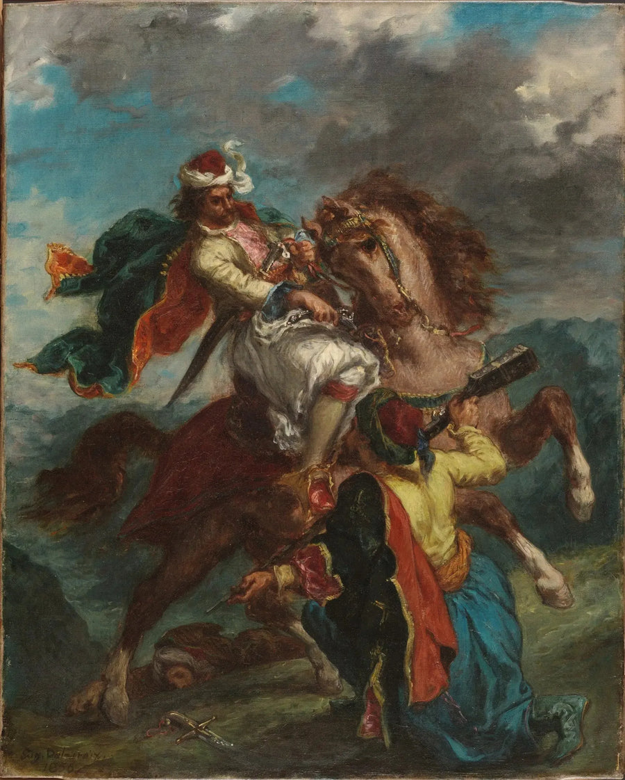 En turkisk man besöker en grekisk ryttare - Eugène Delacroix