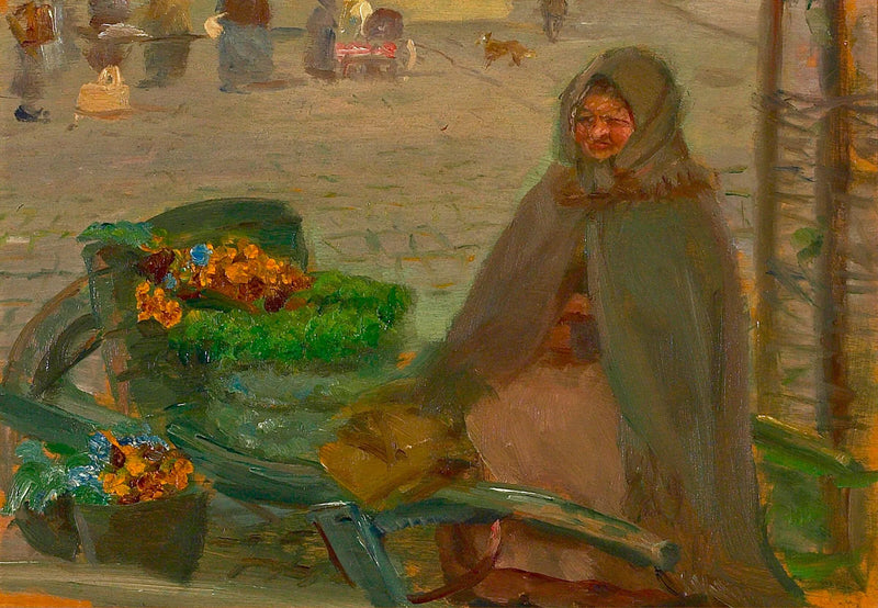 En blomsterförsäljare med en kärra. - Anna Ancher