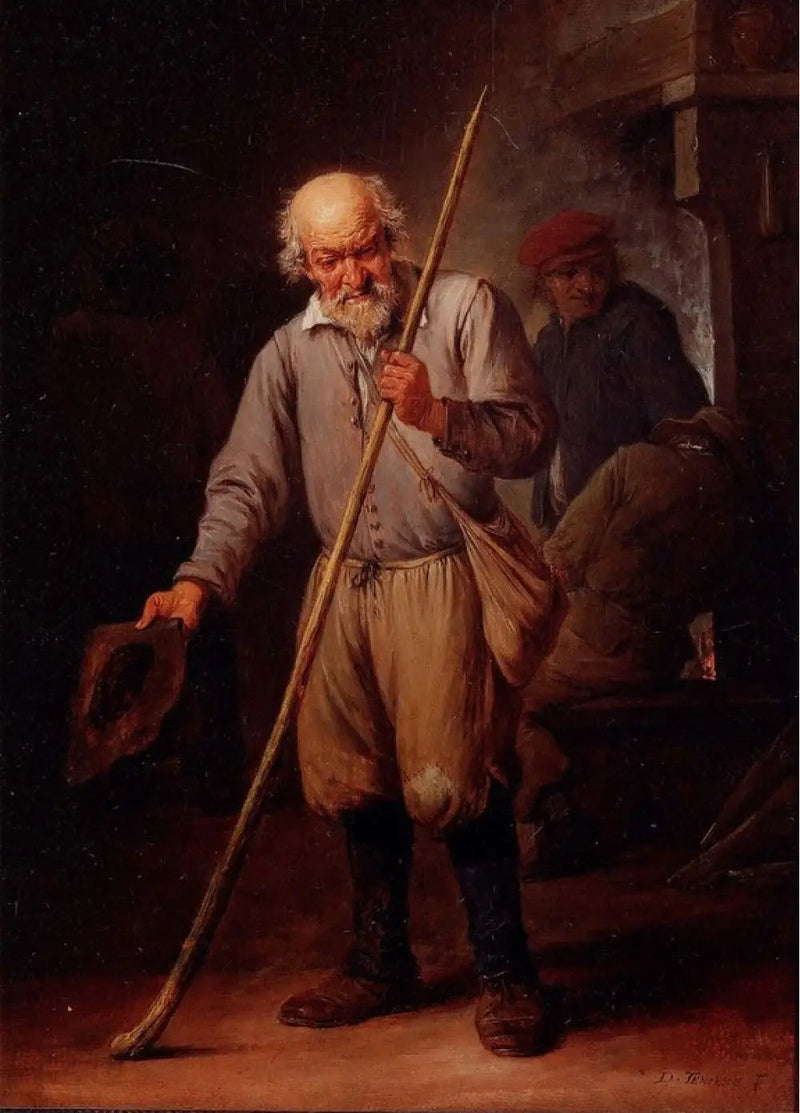 En gammal man med en käpp - David Teniers den yngre