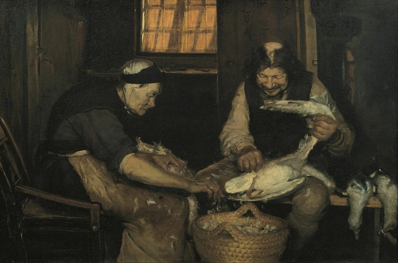 Ett gammalt par som plockar måsar. Lars Gaihede och den gamla Lene - Anna Ancher