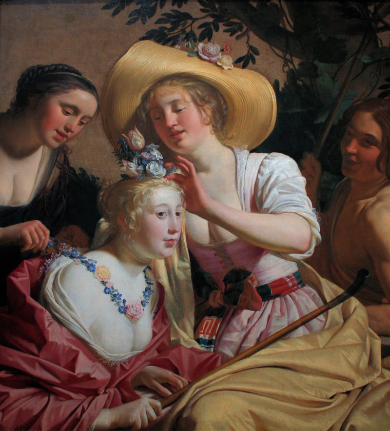 En bergäring prydd med blommor - Gerrit van Honthorst