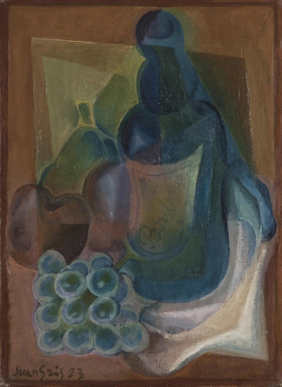 En flaska och frukt - Juan Gris