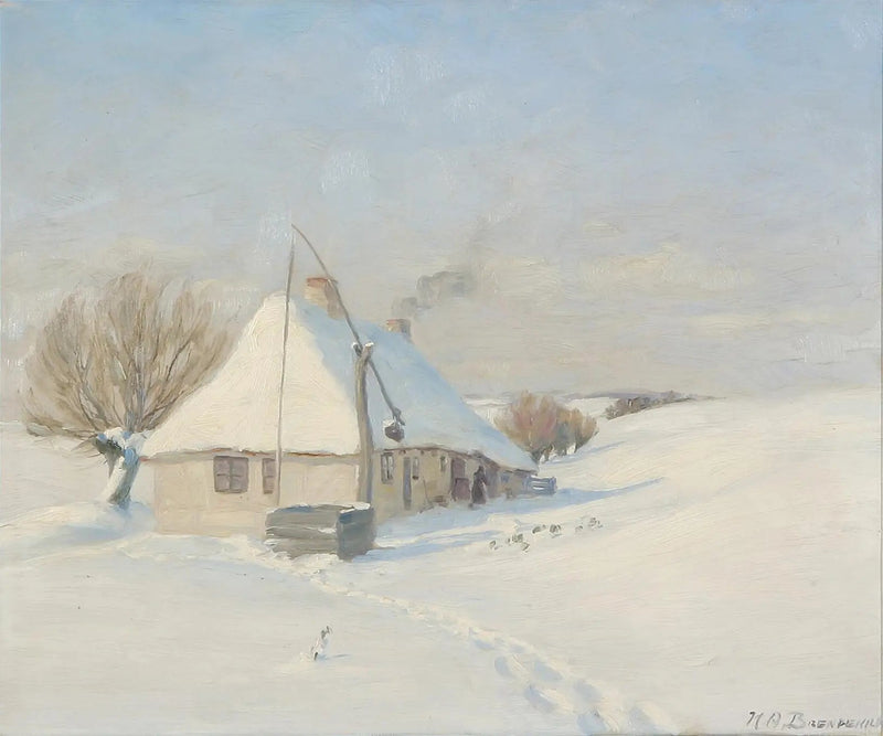 En klar vinterdag. Hørby Mark på Fyn. - H. A. Brendekilde