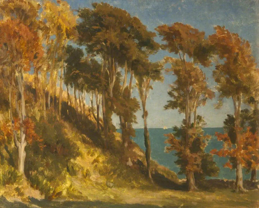 En skogskull med havet i bakgrunden - Frederic Leighton