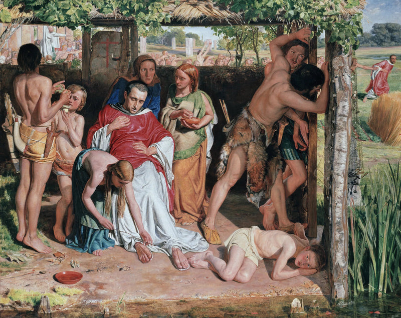 En brittisk familj tar emot en kristen missionär som förföljts av druiderna - William Holman Hunt