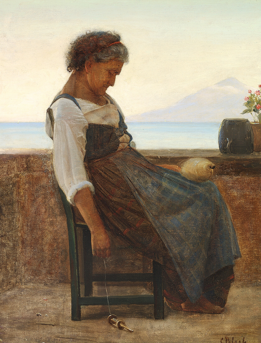 En italiensk kvinna vilar sig. - Carl Heinrich Bloch