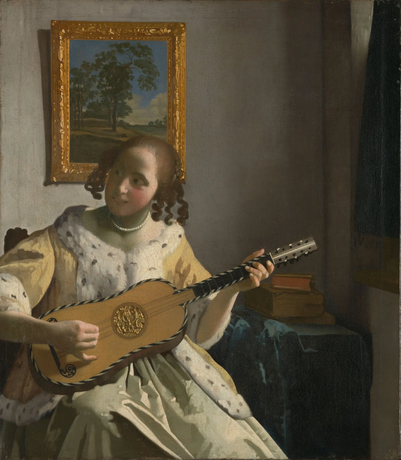 En kvinna som spelar gitarr - Johannes Vermeer