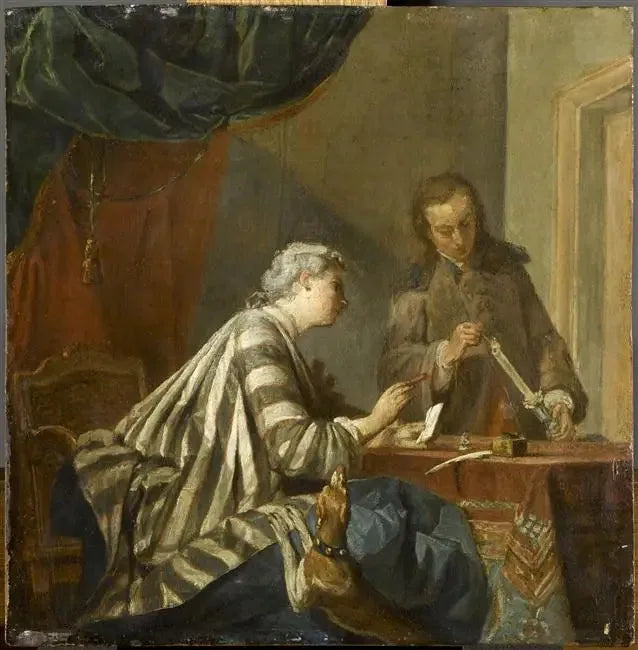 En kvinna som är upptagen med att köpa ett brev - Jean Siméon Chardin