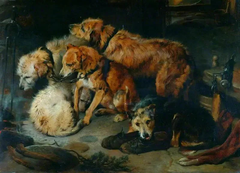 En fest vid eldstaden - Edwin Henry Landseer