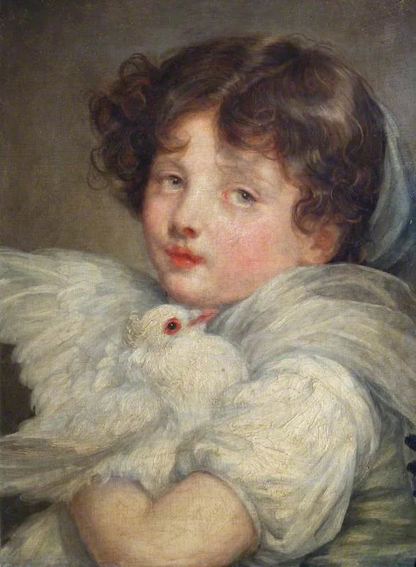 En flicka med en duva - Jean-Baptiste Greuze