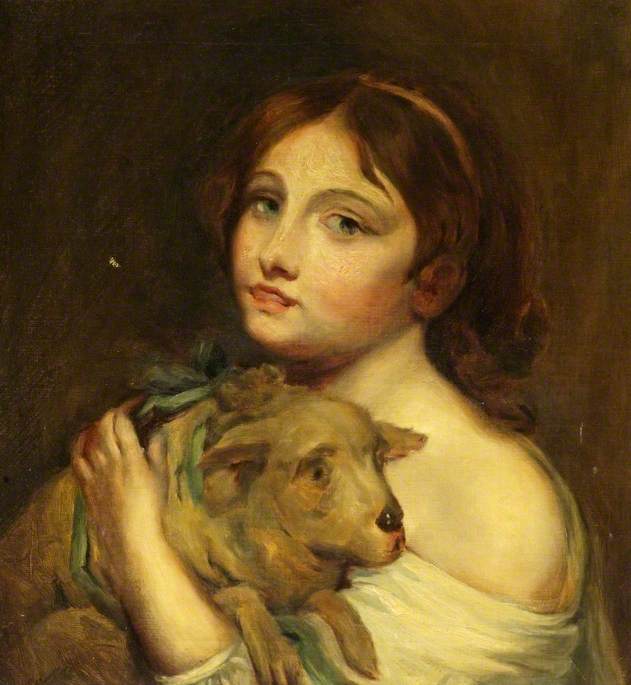 En flicka med ett lamm - Jean-Baptiste Greuze