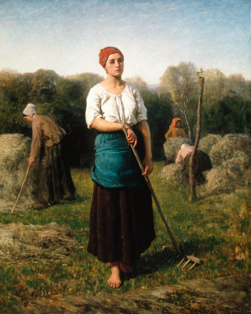En flicka med räfsa - Jules Breton