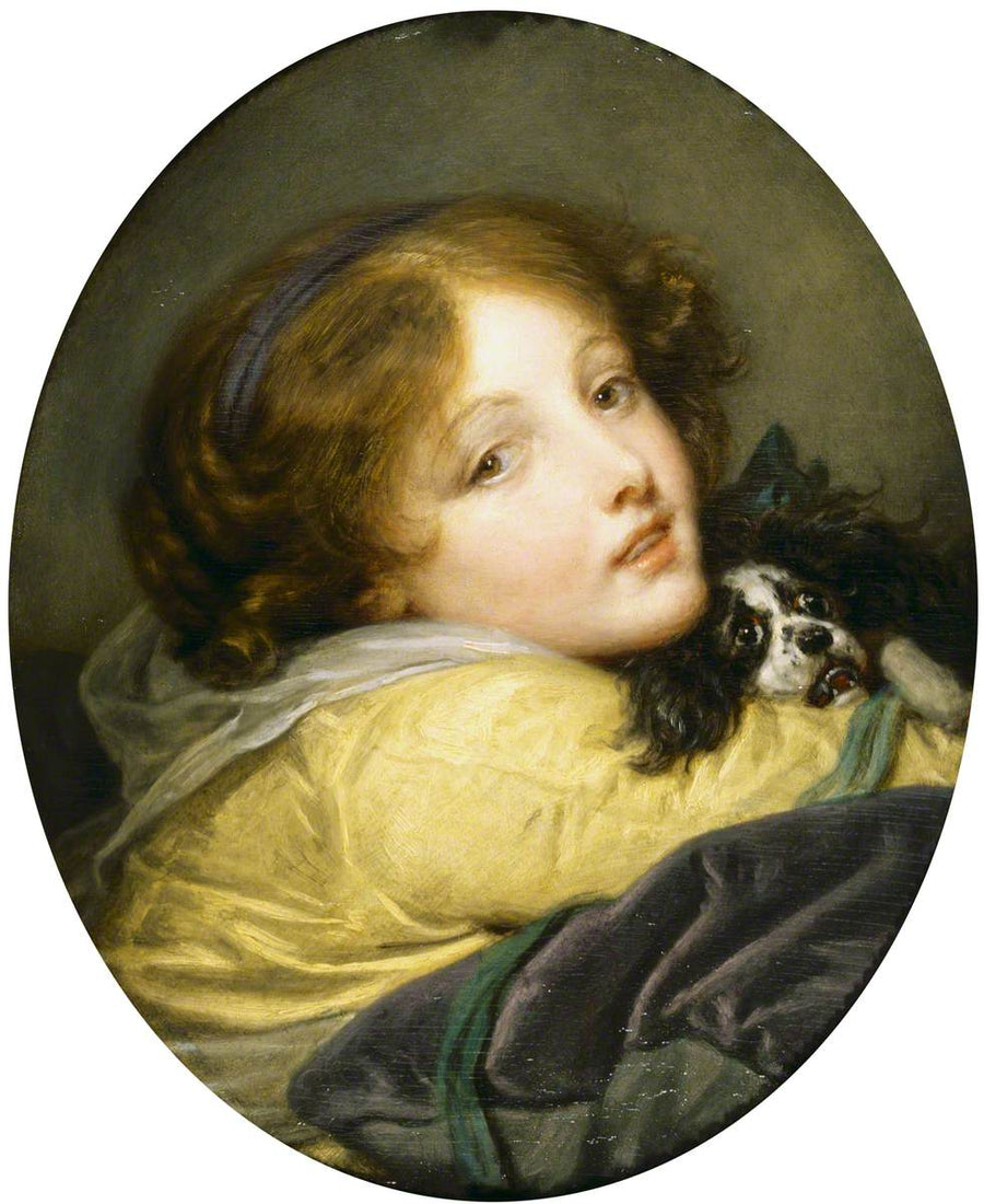 En flicka som håller en cocker spaniel - Jean-Baptiste Greuze