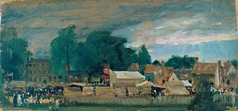 En bymarknad (förmodligen i East Bergholt) - John Constable