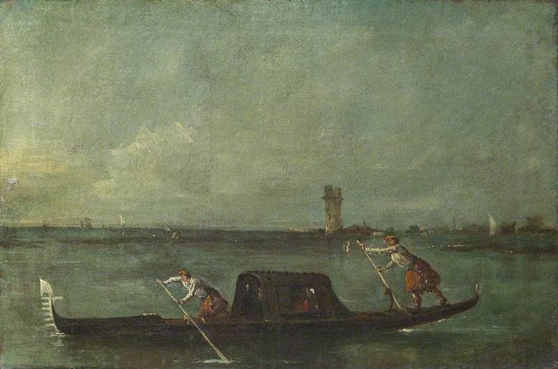 En gondol på lagunen nära Mestre - Francesco Guardi